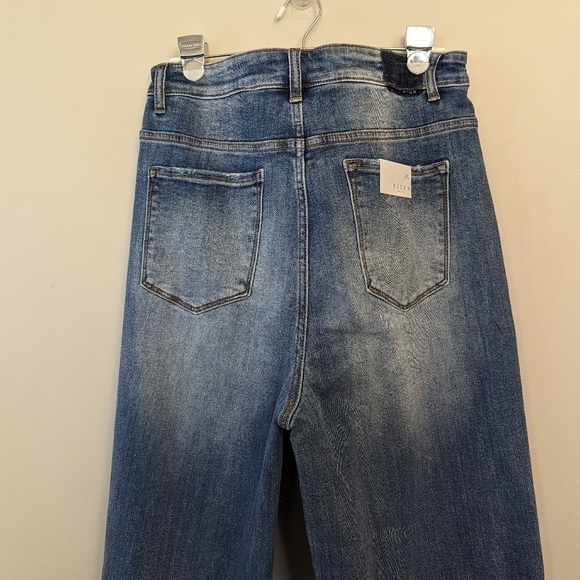 Risen Jeans Jane Mid Rise Fold Over Wide Leg Jeans Size 2X - Picture 6 of 10